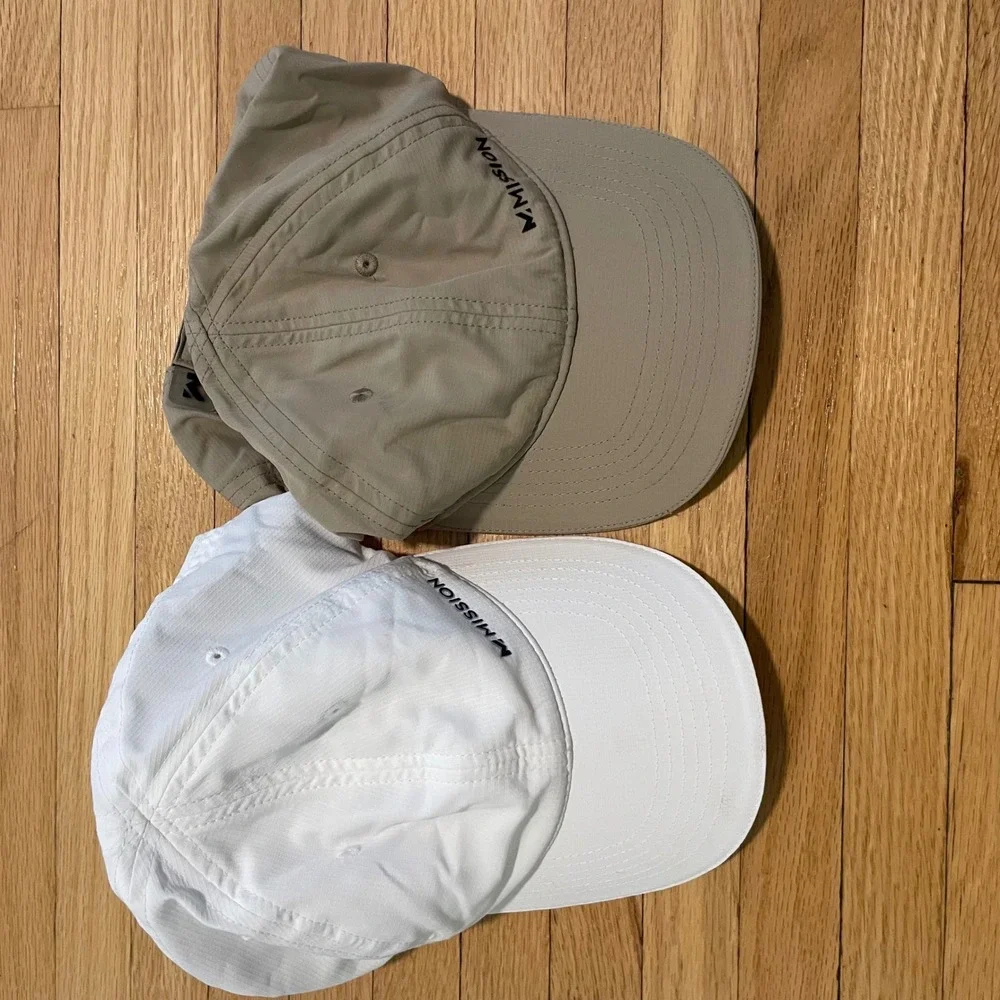 Mission Cooling Performance Hats BUNDLE S/M White Tan Khaki Baseball Caps